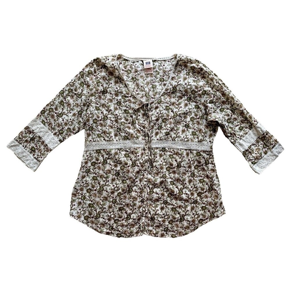 Vintage 90s Y2K Top Babydoll Peasant Blouse Boho Fairy Gauze Size Large L